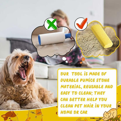 Abbylike 6 Pcs Pet Hair Remover Pumice Stone Reusable Portable Dog Cat Hair Removal Tool Scraper for Carpet,Couch, Bedding, Car Upholstery, Furniture Cleaning (5.3 x 2 x 1.4 Inch,Yellow)