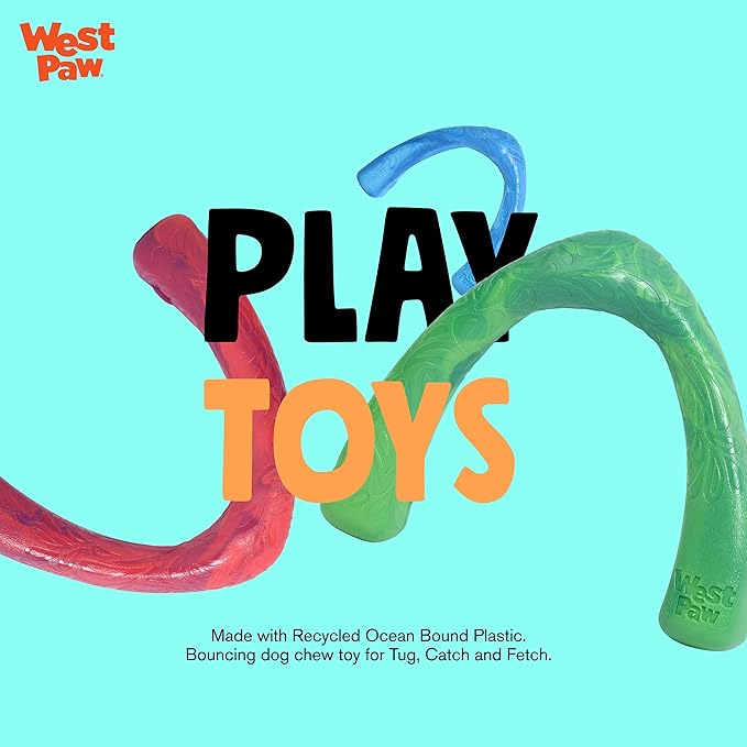 WEST PAW Seaflex Snorkl Dog Tug Chew Toy for Moderate Chewers, Made in USA, 8.25" Large, Surf