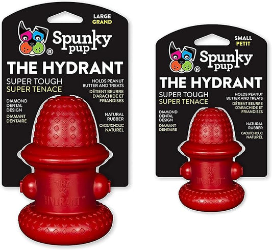 Spunky pup Hydrant Dog Toy Fill with Treats or Kibble | Rugged Double Wall Textured Rubber | Promotes Healthy Teeth and Gums | Dishwasher Safe | For Large Dogs | Made in USA