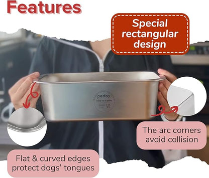 PEDAY 0.84 Gallon Dog Water Bowl, Human Grade Stainless Steel, for Medium & Large Sized Dogs- Silver Classic