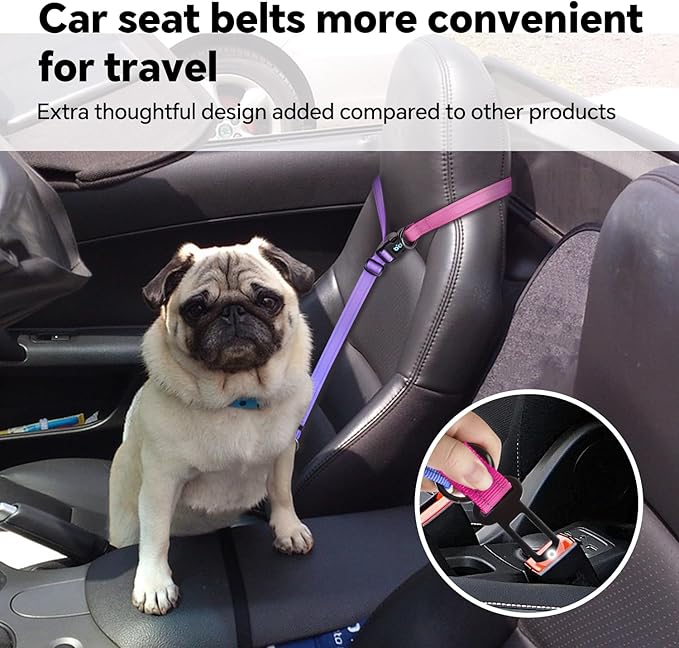 QQPETS Hands Free Dog Leash with Car Seat Belt, Adjustable No Pull Bungee Dog Running Waist Leash, Versatile Crossbody Rope for Walking, Jogging and Hiking