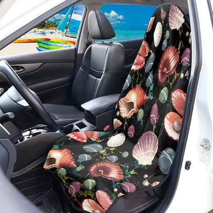 Coldinair Ocean Shell Towel Seat Covers for Cars,SUVs,Trucks,Waterproof Sweating Car Front Seat Protector Cover Universal Fit