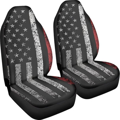 American Flag Car Seat Covers Full Set of 2, Cloth Seat for Auto Front Seats, Black Bucket Seat Covers Protectors for Cars Washable and Breathable Car Accessories for Sedan Truck SUV