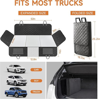 petizer Back Seat Extender for Dogs - Upgraded Anti-Scratch PU Leather, Hard Bottom Dog Car Seat Cover, Waterproof Dog Car Hammock, Backseat Pet Protector, Detachable Seat Covers for Car, SUV, Truck