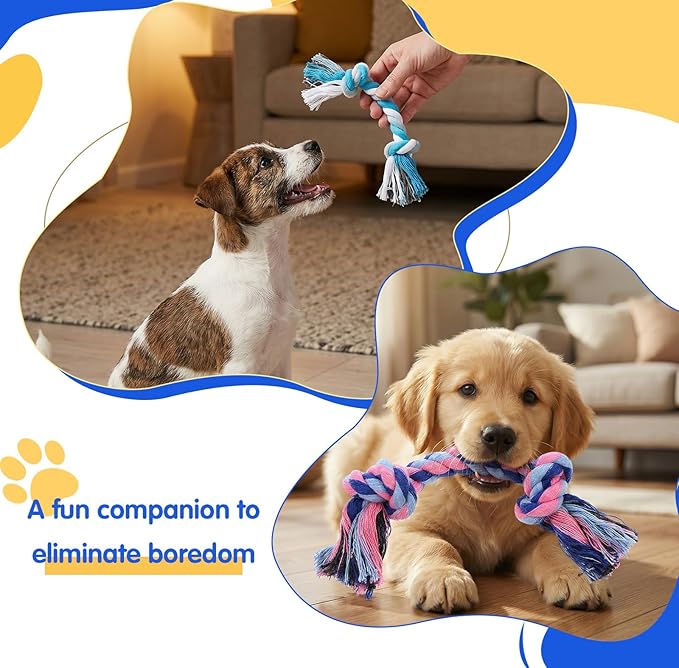 36-Pack Rope Dog Toys, Multi-Color Cotton Puppy Chew Teething Toys with Knots for Small and Medium Breed Pets, Interactive Tugging Fetch Play for Dental Health and Stress Relief