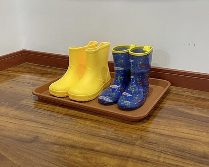 PetLike Boot Trays for Entryway Indoor, Pet Food Mat Trays, 16.7 x 12.8 inch 2 Packs, Waterproof Rubber Shoe Tray for Indoor and Outdoor, Multi-Purpose Tray for Boots, Shoes, Pets, Garden