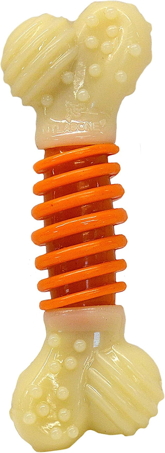 Nylabone PRO Action Dental Bone Power Chew Toy for Dogs, Dog Toys for Aggressive Chewers, Bacon Flavor, Medium - Up to 35 lbs, 1 Count