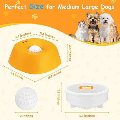 Dog Licking Toy, Slow Feeder Dog Bowls for Medium Large Breeds, Anti-Slip Dog Lick Bowl for 3/4 Cup Yogurt, Bone Broth, and Other Liquid Treat, Licking Bowl for Dietary Supplement (Yellow)