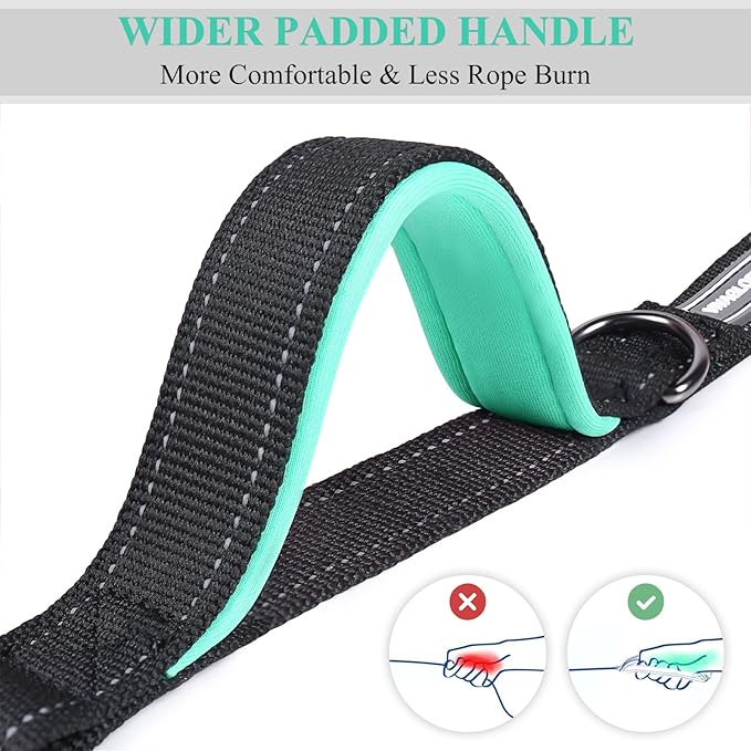VIVAGLORY Hands Free Dog Leash Bungeeone Running Dog Leash with Waist Belt for Running Walking & Jogging, Bungee & Around Waist for Pet, S, Black/Turquoise