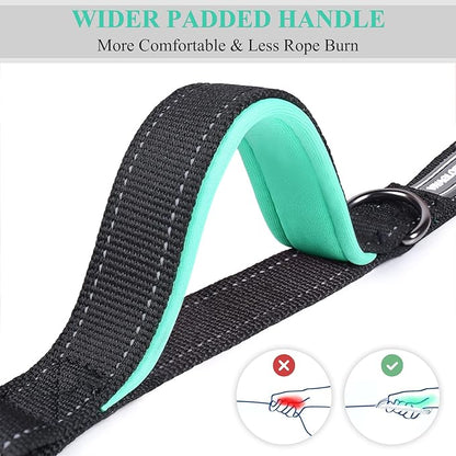 VIVAGLORY Hands Free Dog Leash Bungeeone Running Dog Leash with Waist Belt for Running Walking & Jogging, Bungee & Around Waist for Pet, S, Black/Turquoise