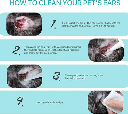 ALIVO Dog Ear Cleaner, Ear Cleaning Powder for Dogs & Cats Ear Infection, Pet Ear Powder Supports Dog Ear Infection Relief, Soothes Itchy Ears & Relieve Scratching, Dog Ear Care Cleaning Powder - 30g