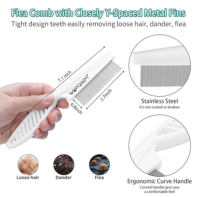 5 PCS Self Cleaning Slicker Brush & Undercoat Rake & Bath Brush & Flea Comb & Pet Comb & Steam Brush for Dogs and Cats,Professional Deshedding Dematting Tool for Long and Short Haired Pets