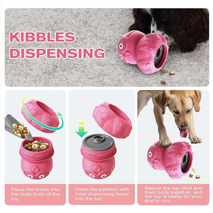 OYR Freeze Bone Dog Toy Interactive Treat Dispensing Chew Toy for Large Aggressive Chewers, Enrichment Puzzle Feeder for Mental Stimulation Reduces Anxiety & Extends Playtime (Pink)