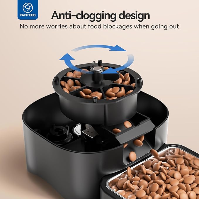 PAPIFEED Automatic Cat Feeder, 6L Pet Feeder, 2.4G WiFi Smart App Control, Bluetooth Assist Link,Wide-Angle Lens, Automatic Feeder for Small and Medium-Sized Pets (WiFi 2.4G)