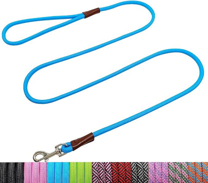 WYuZe 5ft Puppy Leash for Small Dogs, 1/4" Thin Rope Dog Leash with Easy to Use Hook, Teddy/Yorkie/Tiny Breed Lightweight Leashes-Behavioral Training Walking, 10 Colors, Blue