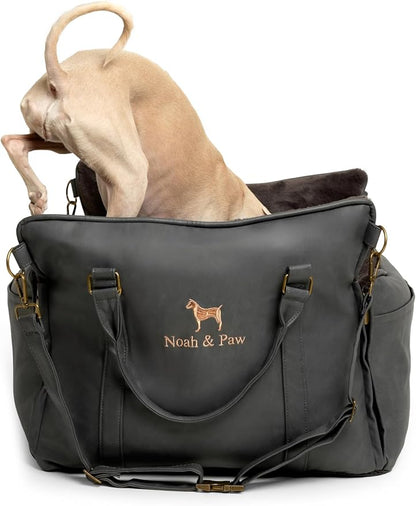 NOAH & PAW Small Dog Car Seat for Small Medium Pets with Harness Clip, 4X Safety Feature, Washable Dog Seat for Car, Orthopedic Foam Wrapped with Plush, Vegan Leather