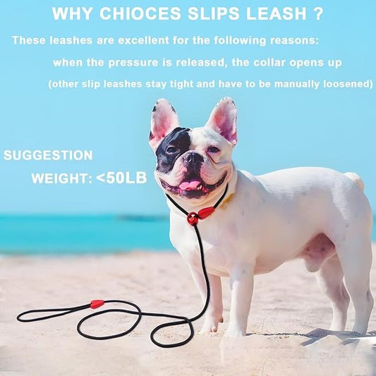 Slip Lead Dog Leash Slip Lead 6 FT Dog Training Leash 9 Colors Slip Leads for Dogs Dog Leashes for Medium Dogs No Pull Dog Leash Black