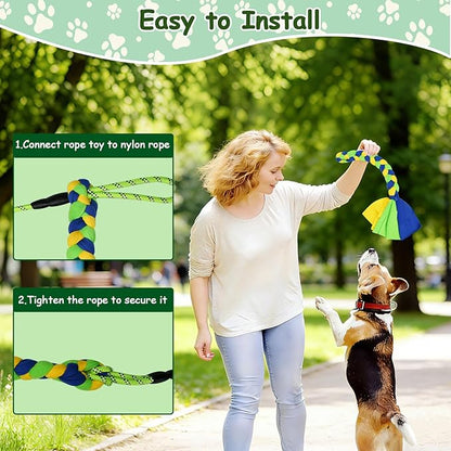 Flirt Pole for Dogs Heavy Duty, Interactive Chase & Tug of War Teaser Wand with Detachable Replacement Knot Ball and Rope Chewing Toys Flirt Stick for Small Medium Large Dogs Exercise & Training