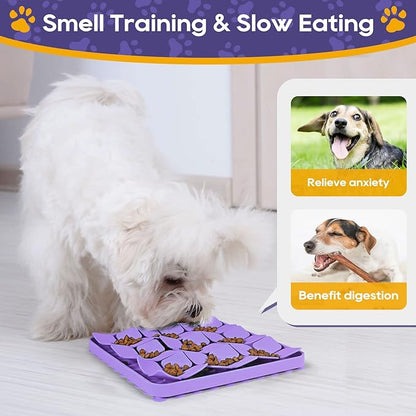 Silicone Snuffle Mat for Dogs, Interactive Dog Puzzle Feeder Sniffing Mat, Dog Licking Mat Enrichment Puzzle Mat for Small Medium Large Breed Dogs Rabbit (Purple)