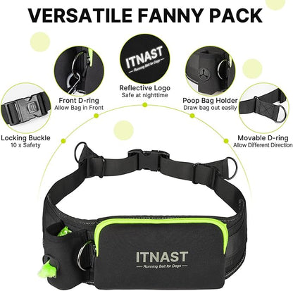 Hands Free Dog Leash for Medium Large Dogs, Waist Support Padded Bungee Dog Running Leash with Reflective Stitching for Walks, Jogging, Running, Hiking, and Dog Training