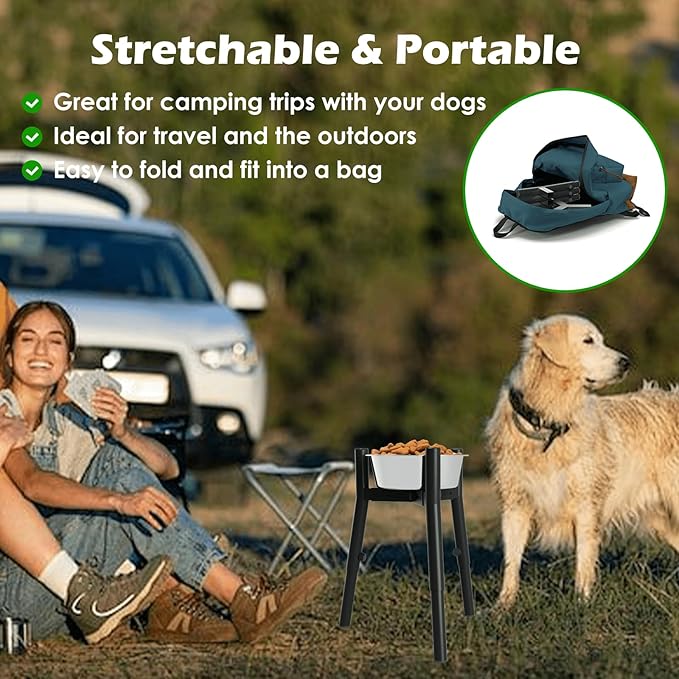 SHAINFUN Raised Dog Bowl Stand for Medium & Large & Extra Large Dogs, Adjustable Wide 7-10.7" Heights 9.8-13.4" (Bowl Not Included)
