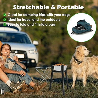SHAINFUN Raised Dog Bowl Stand for Medium & Large & Extra Large Dogs, Adjustable Wide 7-10.7" Heights 9.8-13.4" (Bowl Not Included)