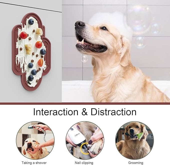 OHMO Lick Mat for Dogs and Cats Large(2 Pack) Cactus Design Easy to Clean Pet Slow Feeder with Suction Cups, for Anxiety Relief and Boredom Reduction