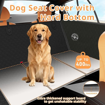 Dog Car Seat Cover for Back Seat Larger,Waterproof Oxford cloth Hard Bottom Car Seat Cover for Dogs,Nonslip Backseat Dog Cover with Upgraded Door Protection Flap,Dog Hammock for Full Size Truck55×32in