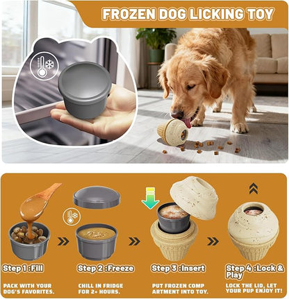 Indestructible Frozen Treat Dispenser Dog Chew Toy, Interactive Enrichment Dog Toy for Small Medium Large Dogs.Dog Puzzle Toy for Indoor Outdoor Play
