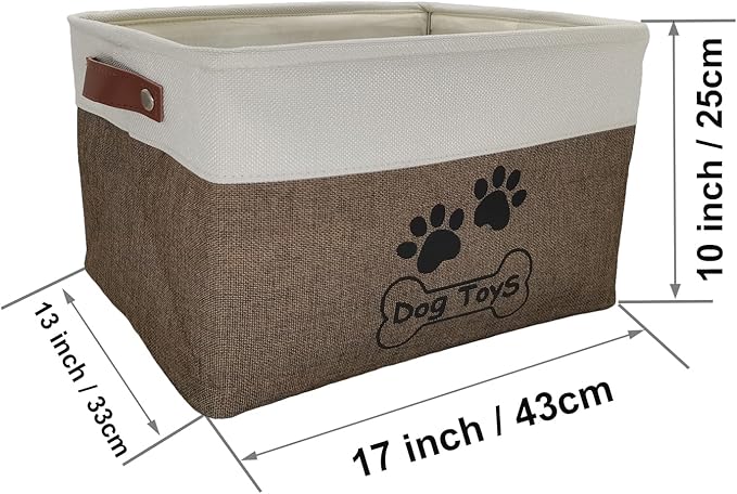 Large Dog Toy Basket Collapsible Dog Toy Box Shape Keeping Rectangle Dog Toy Bin for Pet Toys, Accessories