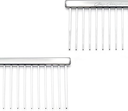 Chris Christensen 9.5 in Coarse Poodle Butter Comb, Groom Like a Professional, Rounded Corners Prevent Friction and Breakage, Solid Brass Spine with Steel Teeth, Chrome Finish
