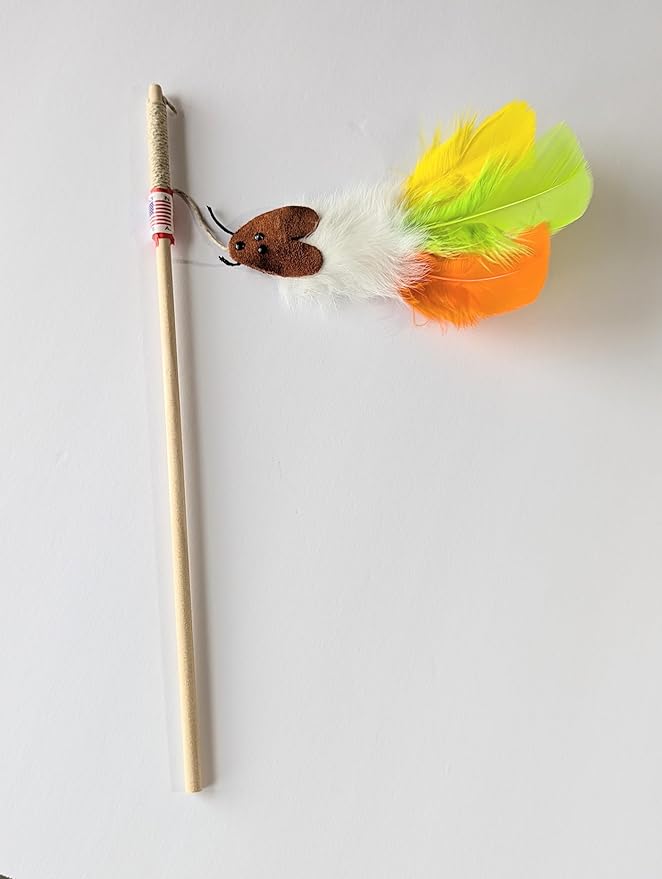 Runaway Rosie with Feathers Interactive Cat Toy (White)