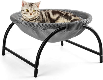 Raised Cat Hammock Bed, Free Standing Cat Cot with Washable Mesh, Pet Bed for for Kittens, 17.1 x 17 x 9.5 inches