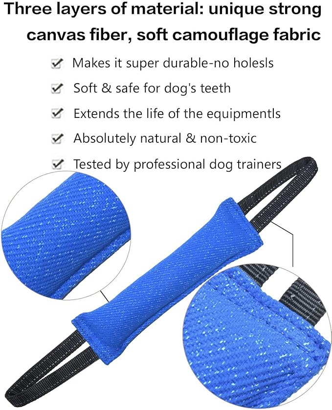 Clysoru tug Toy for Dogs Tug of War Dog Bite with 2 Strong Handles Made Durable Tear Resistant Stitches (Blue)