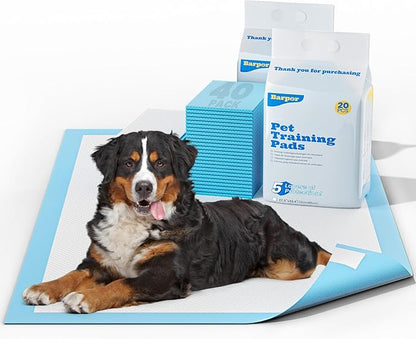 Extra Large Dog Pee Pads 28" x 34" - Barpor 5-Layer Super Absorbent Puppy Pads with Leak-Proof Quick-Dry & Fast-Edge Absorption, Disposable Dog Training Pads Anti-Slip, 40 Pack