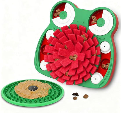 Dog Puzzle Toys, 3-in-1 Dog Training Puzzles with Lick Mat and Slow Food, Stress Relief Interactive Dog Toy for Feeding Keeping Them Busy (Green)