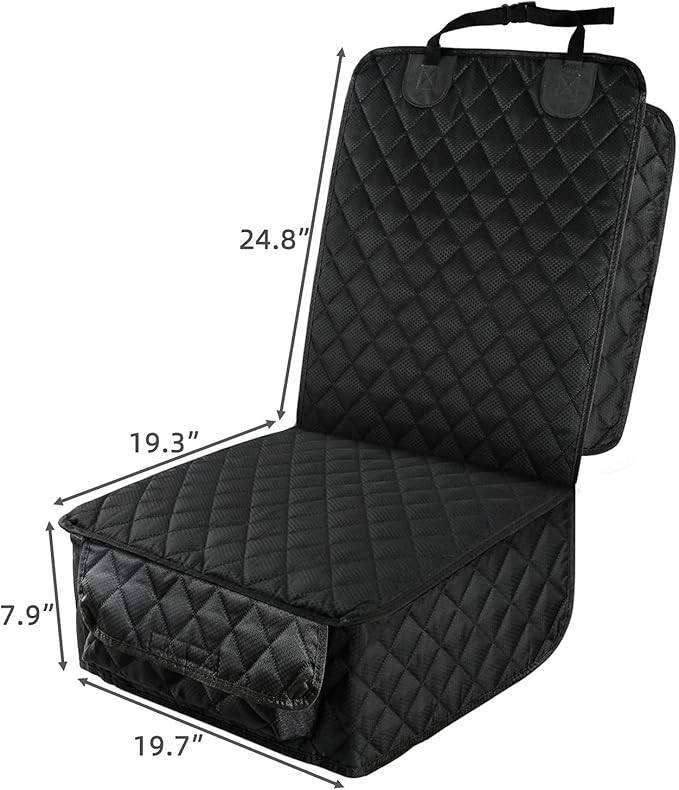 PETICON Dog Car Seat Covers, 100% Waterproof Dog Back Seat Cover with Mesh Window and Full Protection Front Seat Car Cover with Side Flaps for Cars, Trucks, SUVs, Jeep, Bundle