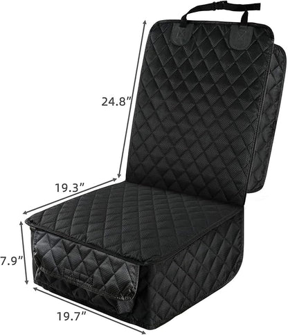 PETICON Dog Car Seat Covers, 100% Waterproof Dog Back Seat Cover with Mesh Window and Full Protection Front Seat Car Cover with Side Flaps for Cars, Trucks, SUVs, Jeep, Bundle