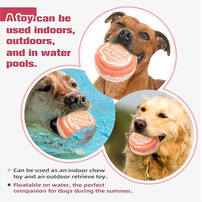 Large Size Cake Squeaky Dog Toy for Medium/Large Dogs Breed Aggressive Chewers Durable Bouncy Pink Squeak Toys