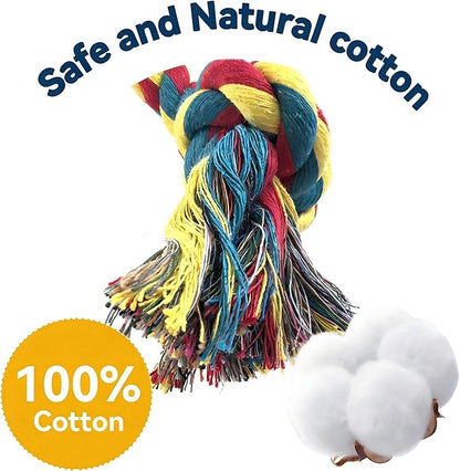 4-Pack Cotton Rope Dog Toys, Puppy Teething Chews for Small-Medium Breeds, Durable Tug-of-War & Fetch Toys for Indoor/Outdoor Play, Aggressive Chewers, Boredom Relief, Teeth Clean
