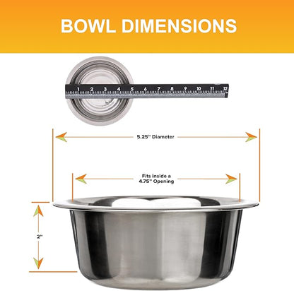 Neater Pet Brands 2.2 Cup (18 oz.) Stainless Steel Dog Bowls, 1 Single Neater Feeder Replacement Bowl (Small Deluxe Model), Dog Food Bowl or Water Bowls, Dishwasher Safe Metal Dish for Cats/Small Dogs
