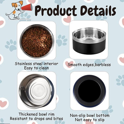 Personalized Dog Bowl Custom Dog Bowls with Name Customized Laser Engraved Stainless Steel Pet Dishes for Large Small Dogs Cat 32/42/64oz Feeding Supplies-Black 64oz