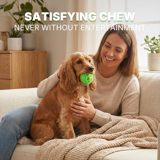 Dog Ball Toy with Built-in Rope Ball - Dog Chew Toy for Relieving Anxiety, Cleans Teeth, Interactive Fetch Dog Toy Balls for Large, Medium Dogs, Green