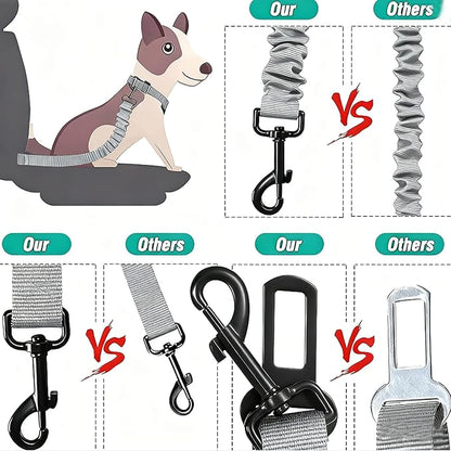 Dog Seat Belt for Car, Retractable Adjustable Nylon Pet Seatbelts for Vehicle Headrests, Elastic & Durable Car Harness, Dogs Leash Accessories for Bicycles (Only Leash Gray)