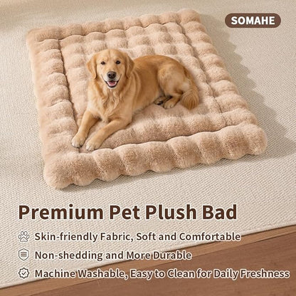 Large Dog Bed Mat, Extra Large Plush Faux Fur Washable Pet Bed for Large Dogs, Non-Slip Fluffy Dog Mat – Machine Washable XL Dog Sleeping Pad for Large Breeds, 35 x 27 Inch Coffee