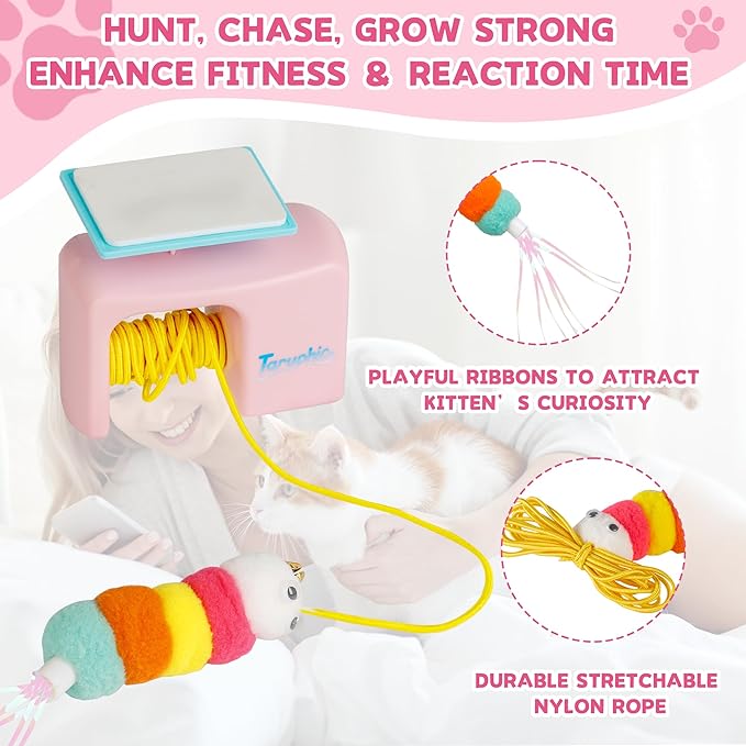 Interactive Cat Toy for Indoor Cat, Automatic Door Hanging Cat Toy with Detachable Design, Kitten Toys for Indoor Cats Self Play, 3.27 * 1.69 * 2.76Inch (Pink)