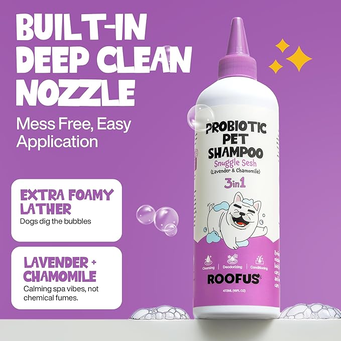 Probiotic Dog Shampoo & Conditioner for Smelly Dogs, Snuggle Sesh Lavender Dog Shampoo for Itchy Skin Relief, Hypoallergenic Pet Shampoo for Conditioner, Moisturizing & Itching.