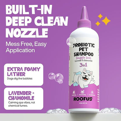 Probiotic Dog Shampoo & Conditioner for Smelly Dogs, Snuggle Sesh Lavender Dog Shampoo for Itchy Skin Relief, Hypoallergenic Pet Shampoo for Conditioner, Moisturizing & Itching.