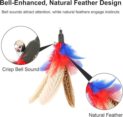 Cat Feather Wand Refills, Assorted Handmade Bird Feather Replacements, Interactive Cat Toy Refills for Indoor Cats & Kittens(8 pcs, Colorful)