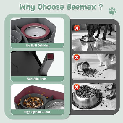 4 in 1 Adjustable Elevated Dog Bowls with 2*Stainless Steel Bowls, Anti-Spill Water Bowl, 4 Heights Raised Dog Bowl Stand for Small to Medium & Growing Large Puppies, Anti-Slip, Mess Proof Design